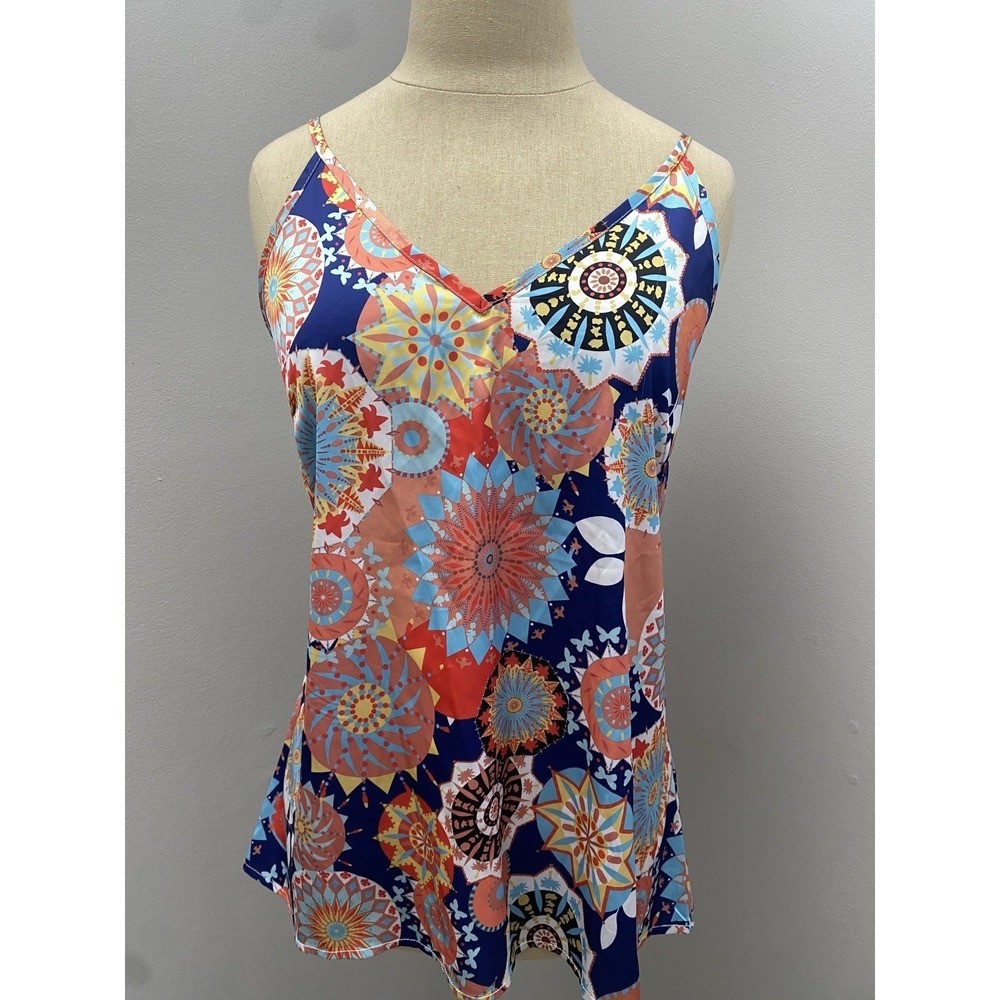 SHEIN Women's Silky Scarf Tank Lightweight Music Festival COACHELLA Size M